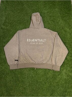 Essentials Fear Of God Heather Grey Zip Up